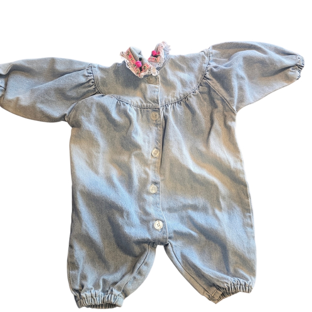 Jet Set Vintage Baby Denim Romper 6 Month